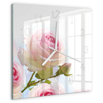 Wanduhr quadratisch Rose