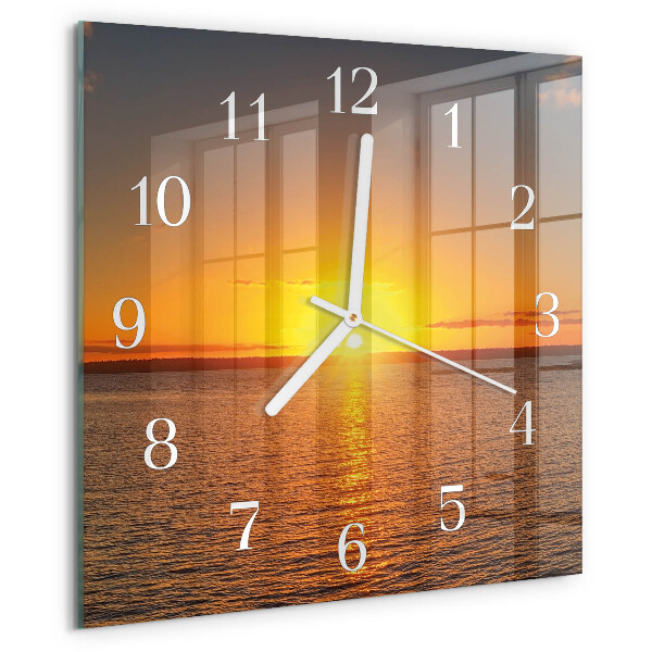 Wanduhr quadratisch Sonnenuntergang