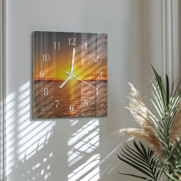Wanduhr quadratisch Sonnenuntergang
