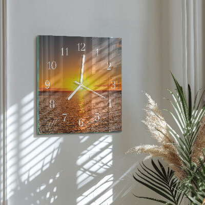 Wanduhr quadratisch Sonnenuntergang