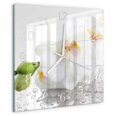 Wanduhr quadratisch Orchidee