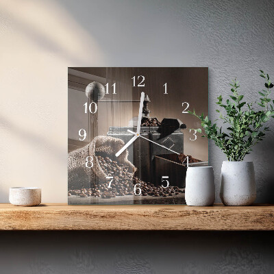Wanduhr quadratisch Kaffeemühle