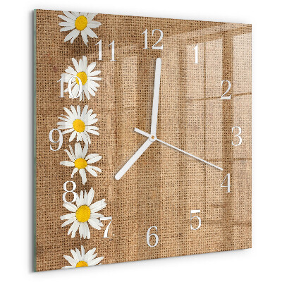 Wanduhr quadratisch Gänseblümchen