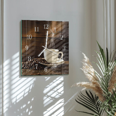 Wanduhr quadratisch Kaffee