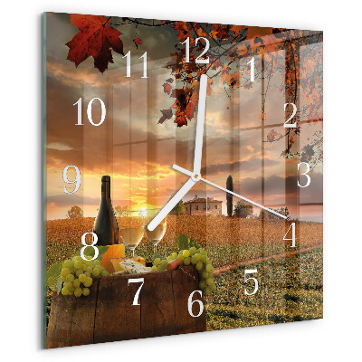 Wanduhr quadratisch Wein Natur