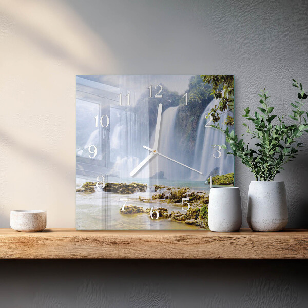 Wanduhr quadratisch Wasserfall