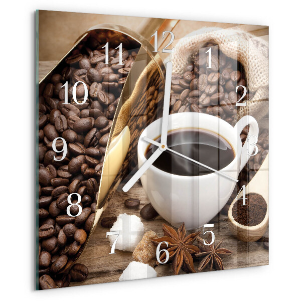 Wanduhr quadratisch Kaffee
