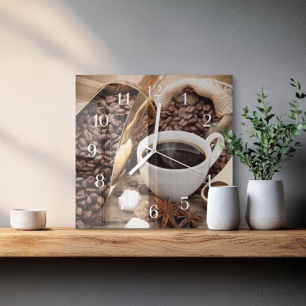 Wanduhr quadratisch Kaffee