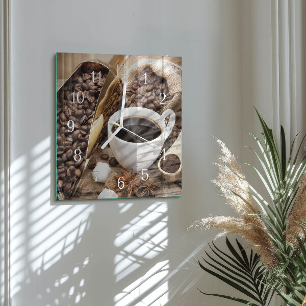 Wanduhr quadratisch Kaffee