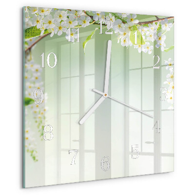 Wanduhr quadratisch Frühling