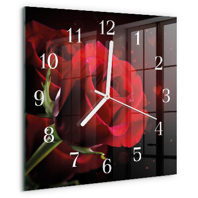 Wanduhr quadratisch Rosen