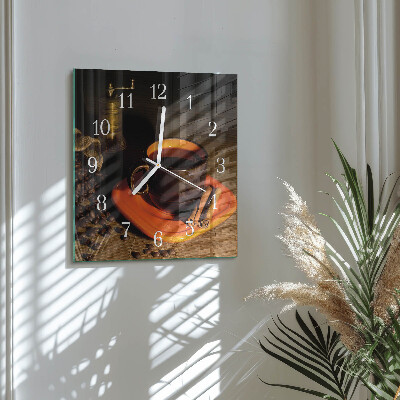 Wanduhr quadratisch Kaffee