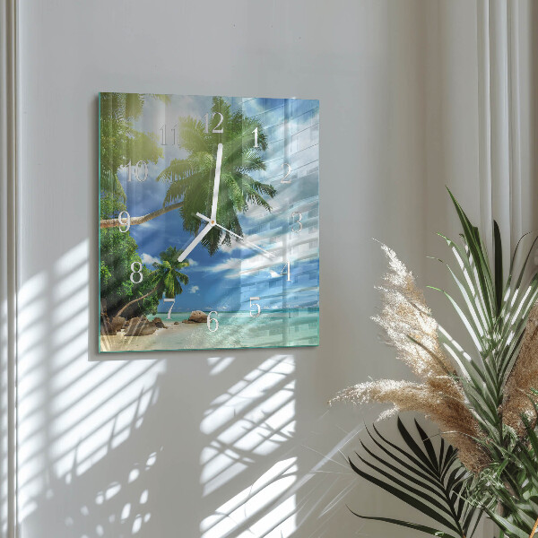 Wanduhr quadratisch Palm Island