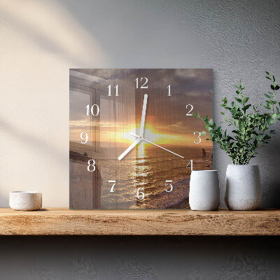Wanduhr quadratisch Sonnenuntergang