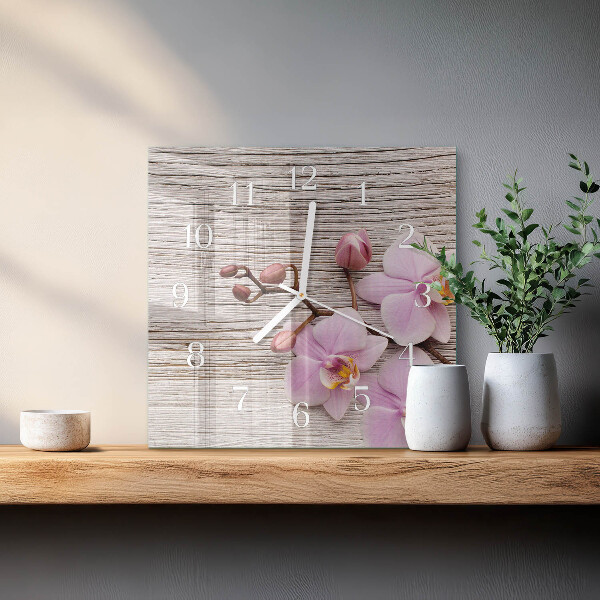 Wanduhr quadratisch Orchidee