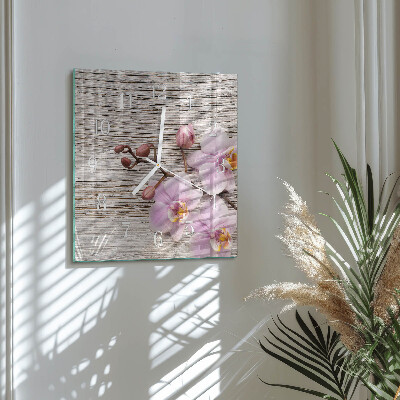 Wanduhr quadratisch Orchidee