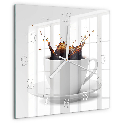 Wanduhr quadratisch Kaffee