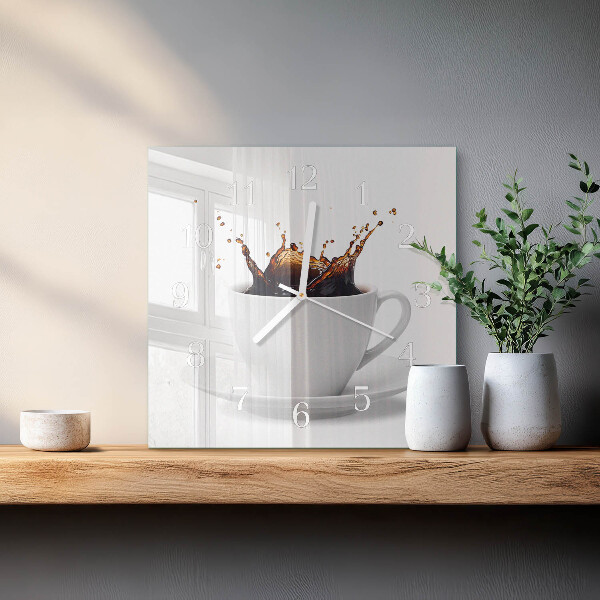 Wanduhr quadratisch Kaffee