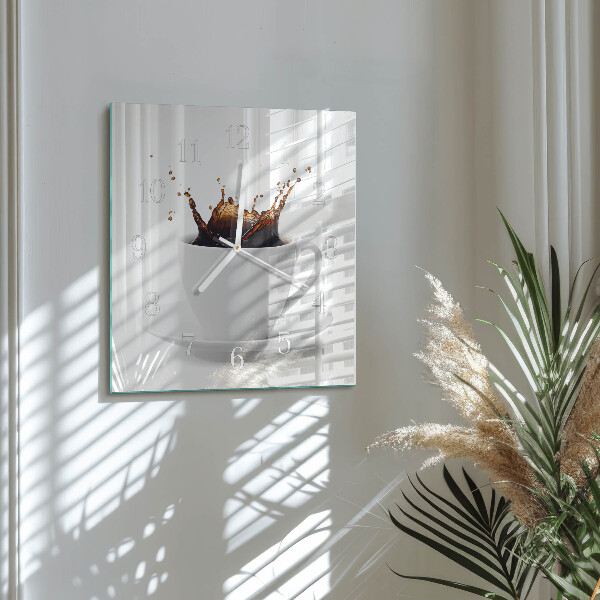 Wanduhr quadratisch Kaffee