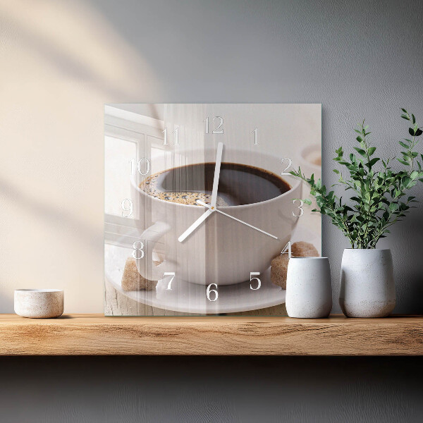 Wanduhr quadratisch Kaffee