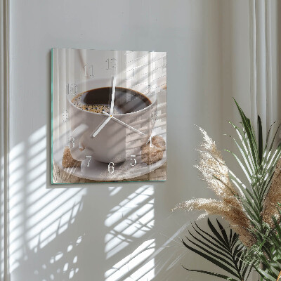 Wanduhr quadratisch Kaffee