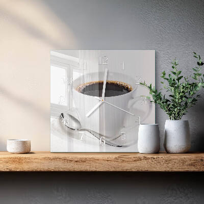 Wanduhr quadratisch Kaffee