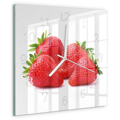 Wanduhr quadratisch Erdbeeren