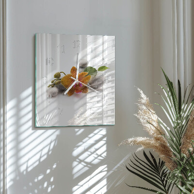 Wanduhr quadratisch Orchidee