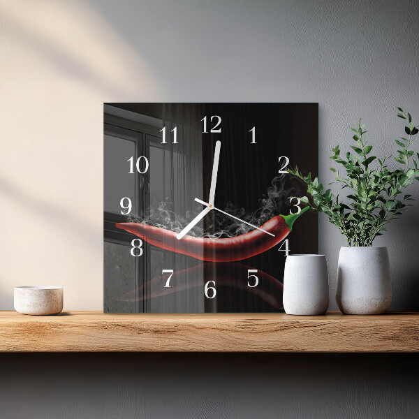 Wanduhr quadratisch Chilischoten