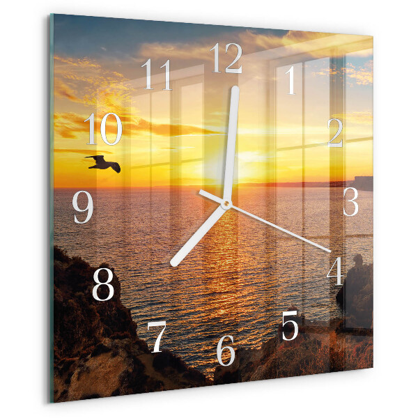 Wanduhr quadratisch Sonnenuntergang