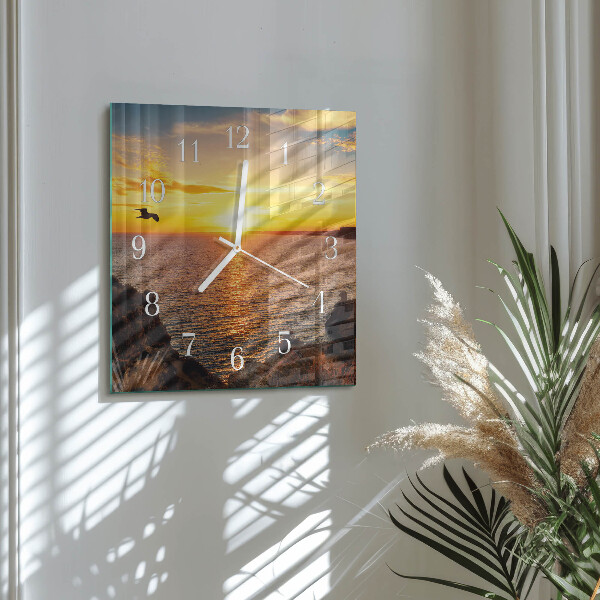 Wanduhr quadratisch Sonnenuntergang