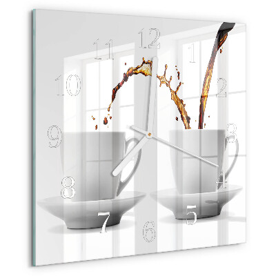 Wanduhr quadratisch Tassen Kaffee