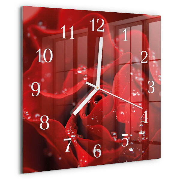 Wanduhr quadratisch Rose