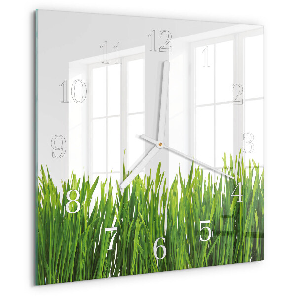 Wanduhr quadratisch Gras
