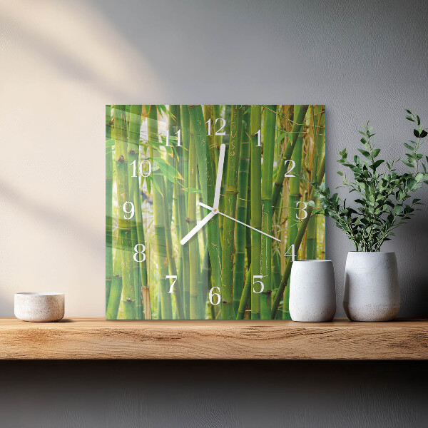 Wanduhr quadratisch Bambuspflanze