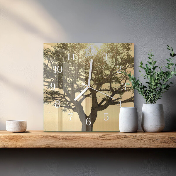 Wanduhr quadratisch Baum