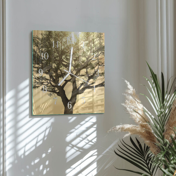 Wanduhr quadratisch Baum