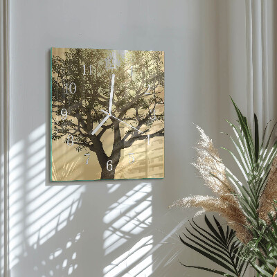 Wanduhr quadratisch Baum