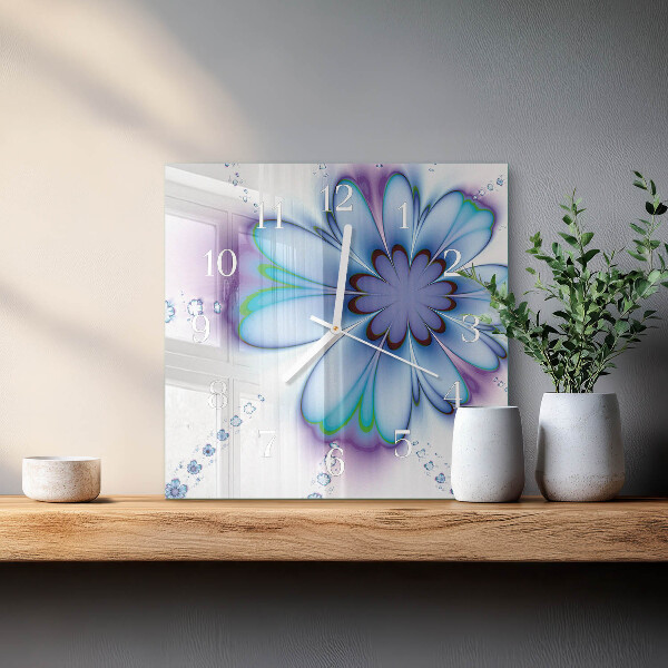 Wanduhr quadratisch Blume