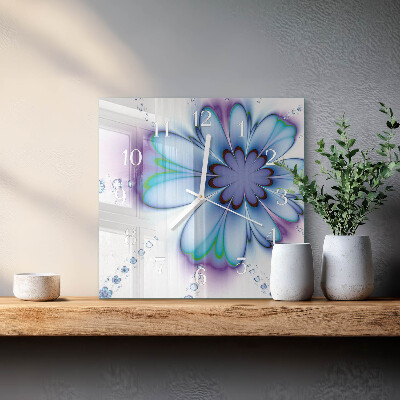 Wanduhr quadratisch Blume