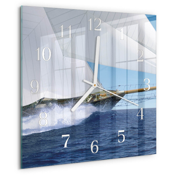 Wanduhr quadratisch Segelboot