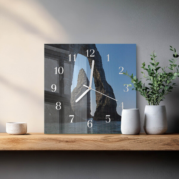 Wanduhr quadratisch Stein