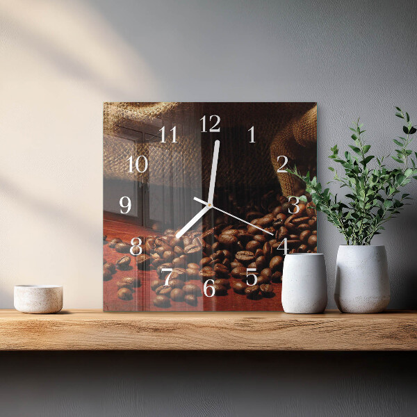 Wanduhr quadratisch Kaffeebohnen