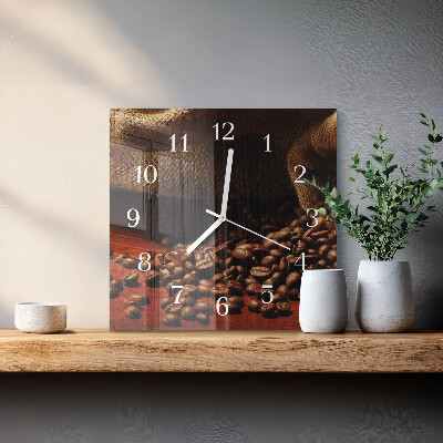 Wanduhr quadratisch Kaffeebohnen