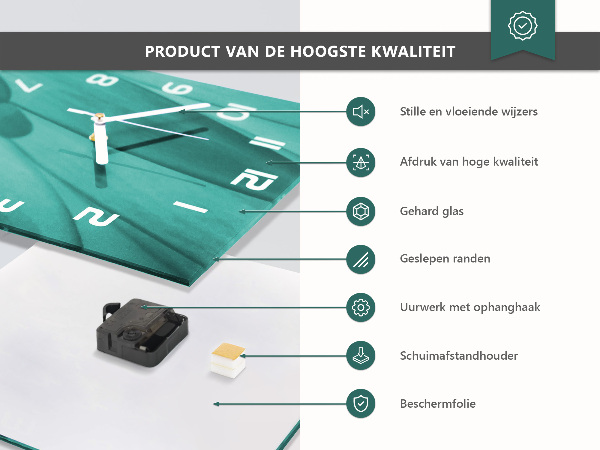 Wanduhr quadratisch Blumen