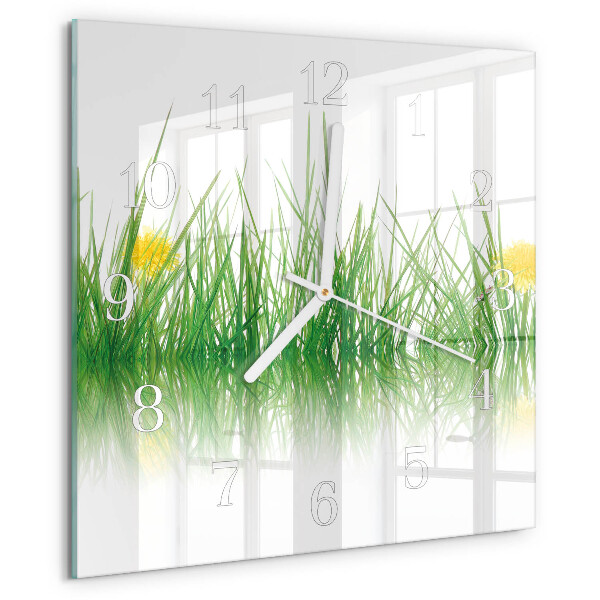 Wanduhr quadratisch Gras