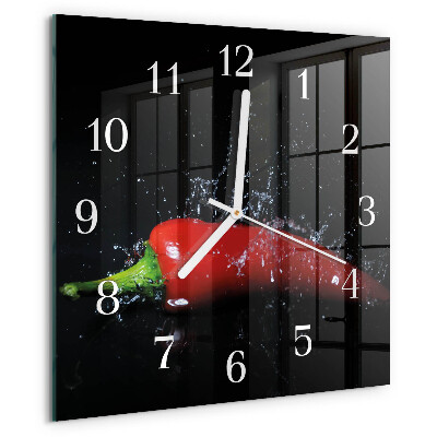 Wanduhr quadratisch Chilischoten