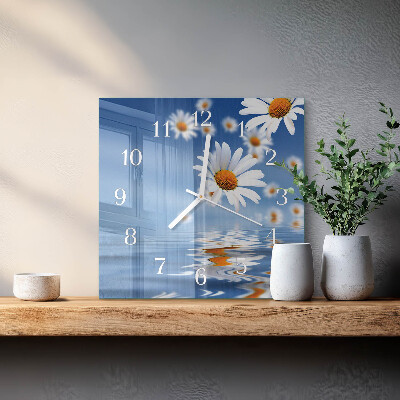 Wanduhr quadratisch Blume