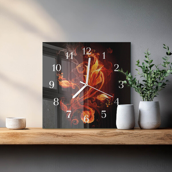 Wanduhr quadratisch Feuerblume