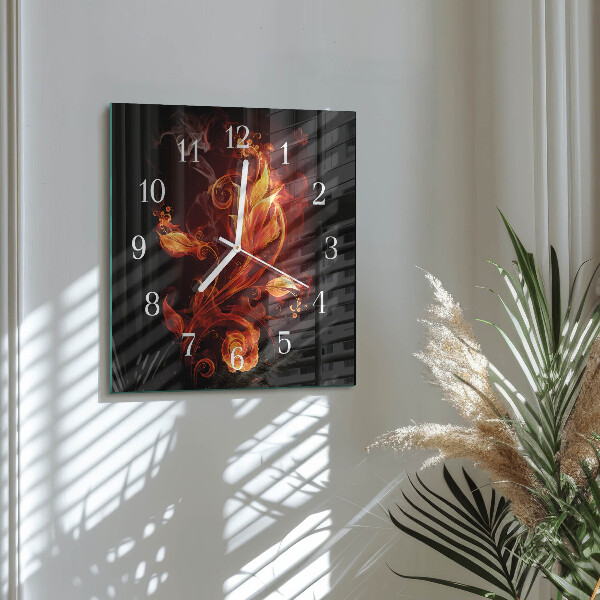 Wanduhr quadratisch Feuerblume